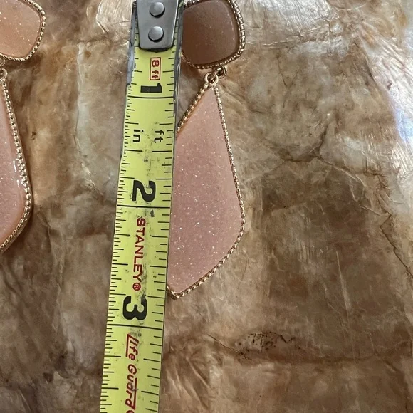 SUGARFIX by Baulebar Gold and Peach Stone Drop Pierced Earrings - Picture 5 of 5